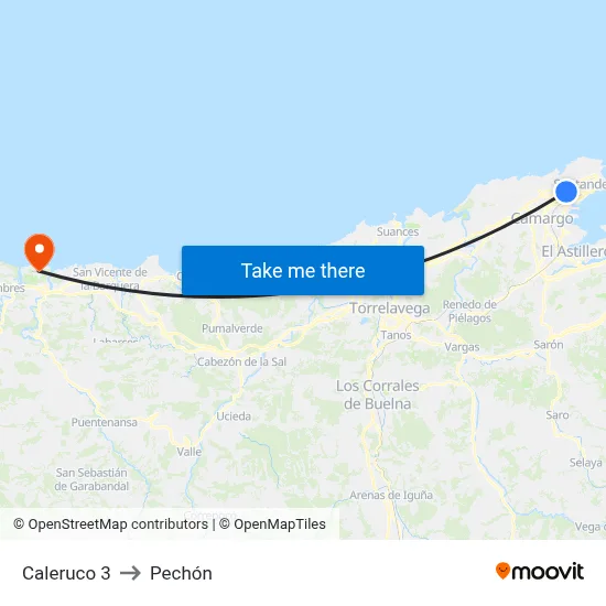 Caleruco 3 to Pechón map