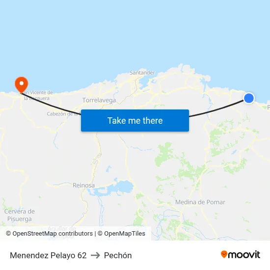 Menendez Pelayo 62 to Pechón map