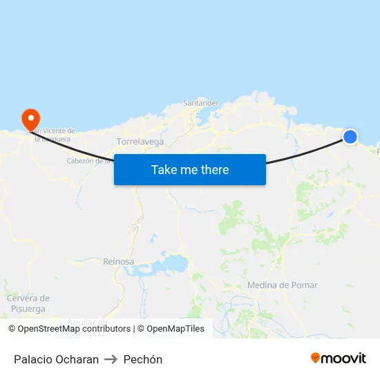 Palacio Ocharan to Pechón map
