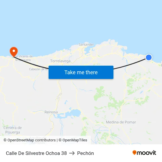 Calle De Silvestre Ochoa 38 to Pechón map