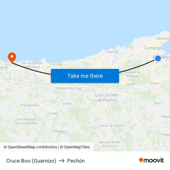Cruce Boo (Guarnizo) to Pechón map