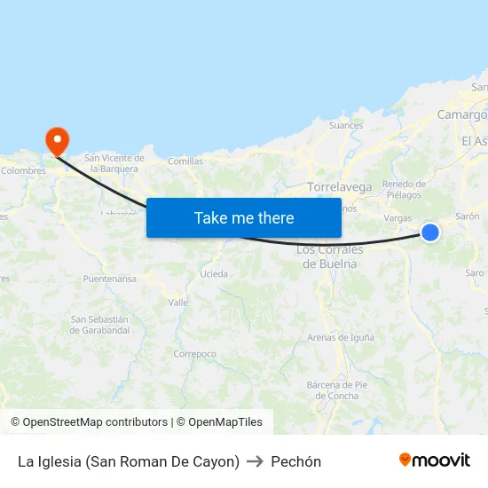 La Iglesia (San Roman De Cayon) to Pechón map