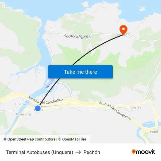 Terminal Autobuses (Unquera) to Pechón map
