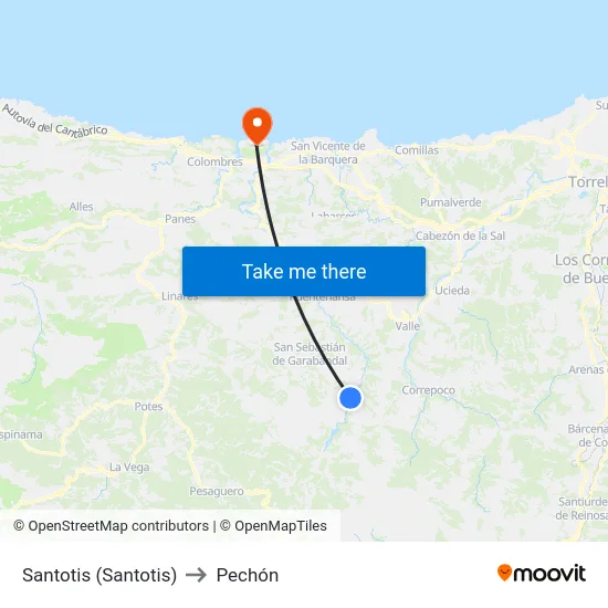 Santotis (Santotis) to Pechón map