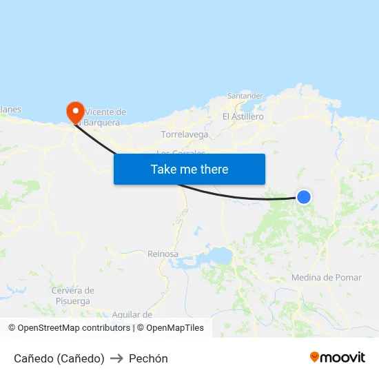 Cañedo (Cañedo) to Pechón map