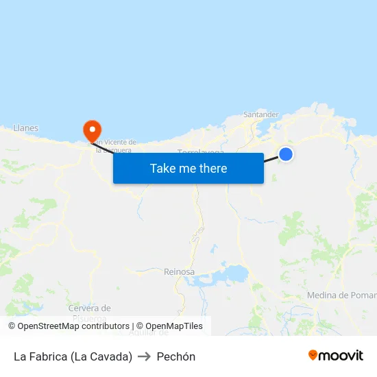 La Fabrica (La Cavada) to Pechón map