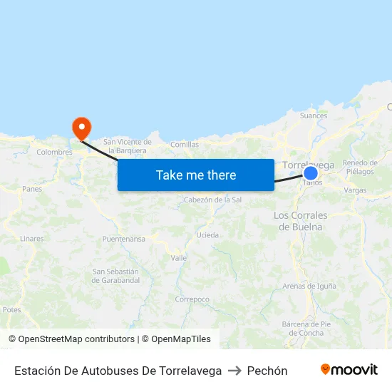 Estación De Autobuses De Torrelavega to Pechón map