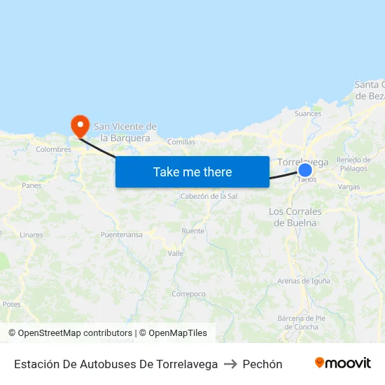 Estación De Autobuses De Torrelavega to Pechón map