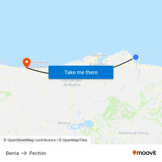 Berria to Pechón map