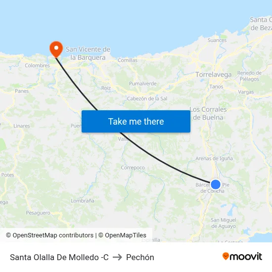Santa Olalla De Molledo -C to Pechón map