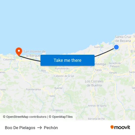 Boo De Pielagos to Pechón map