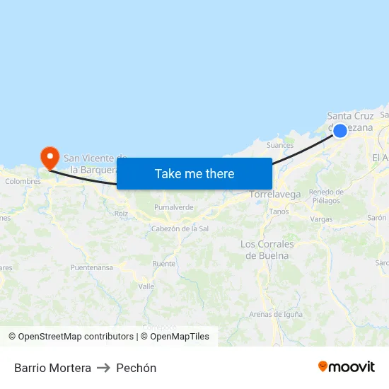 Barrio Mortera to Pechón map