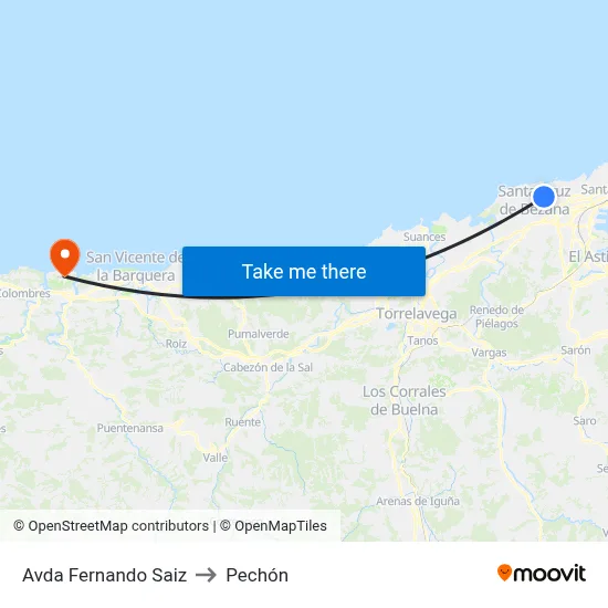 Avda Fernando Saiz to Pechón map