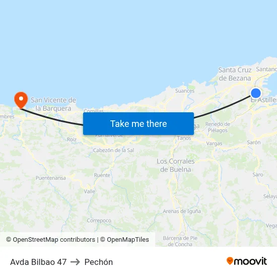 Avda Bilbao 47 to Pechón map