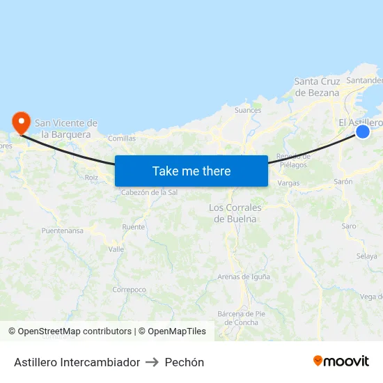 Astillero Intercambiador to Pechón map
