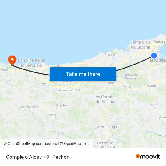 Complejo Alday to Pechón map