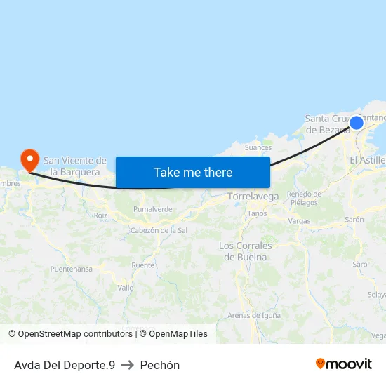 Avda Del Deporte.9 to Pechón map