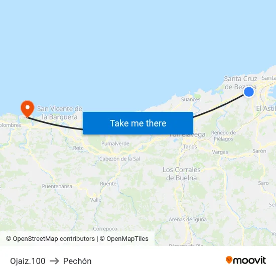 Ojaiz.100 to Pechón map