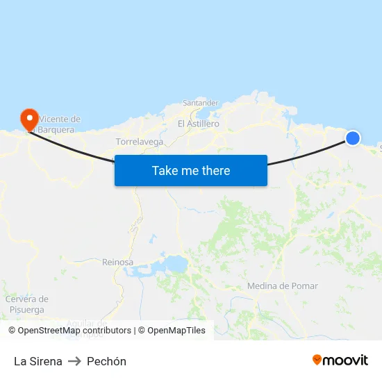 La Sirena to Pechón map