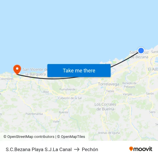 S.C.Bezana Playa S.J.La Canal to Pechón map