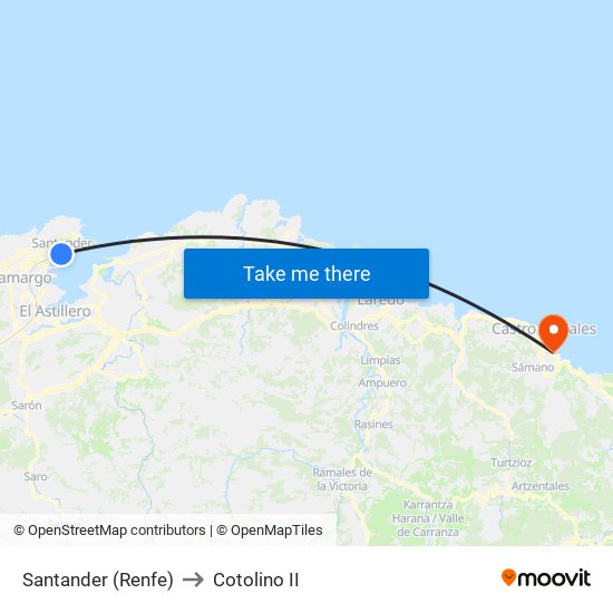 Santander (Renfe) to Cotolino II map