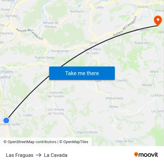 Las Fraguas to La Cavada map