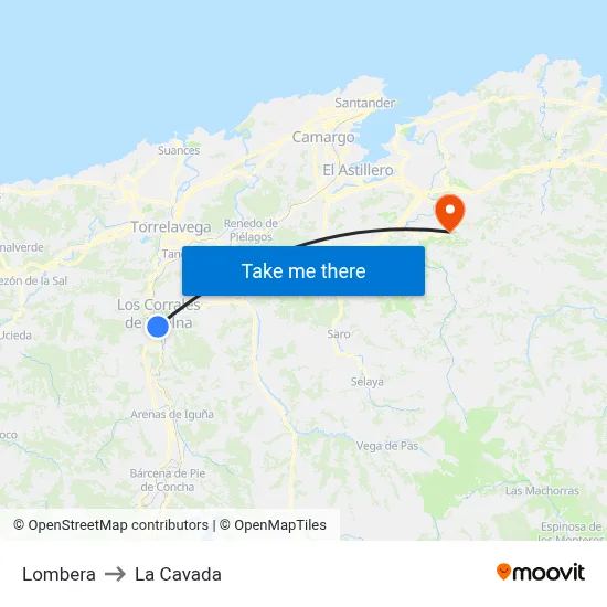 Lombera to La Cavada map
