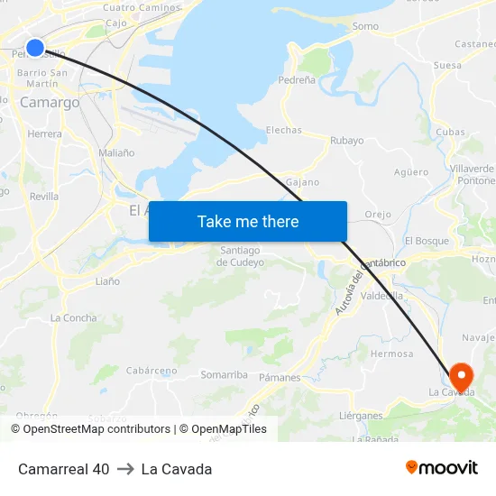 Camarreal 40 to La Cavada map