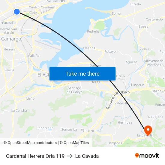 Cardenal Herrera Oria 119 to La Cavada map