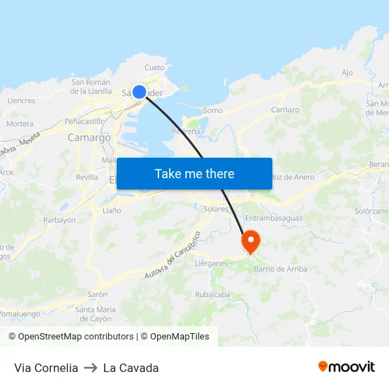 Via Cornelia to La Cavada map