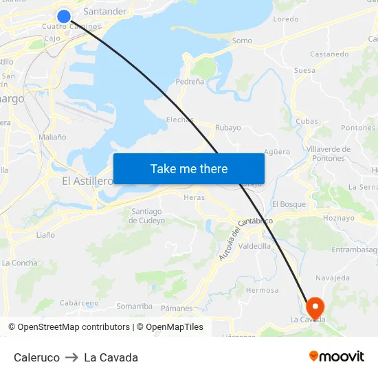 Caleruco to La Cavada map