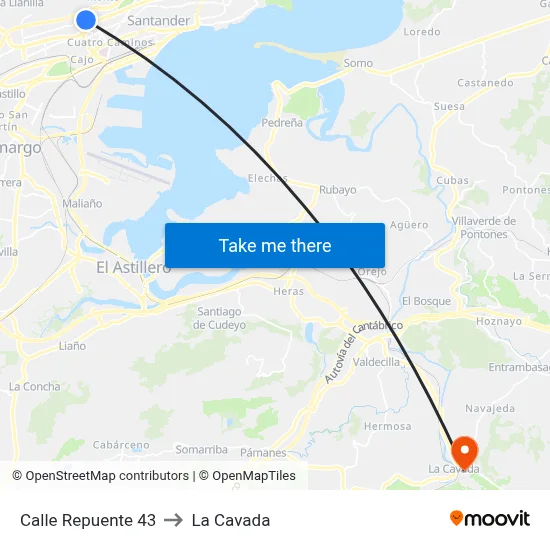 Calle Repuente 43 to La Cavada map