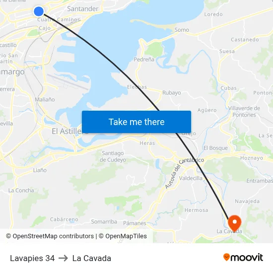 Lavapies 34 to La Cavada map