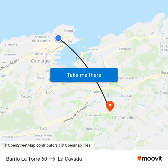 Barrio La Torre 60 to La Cavada map