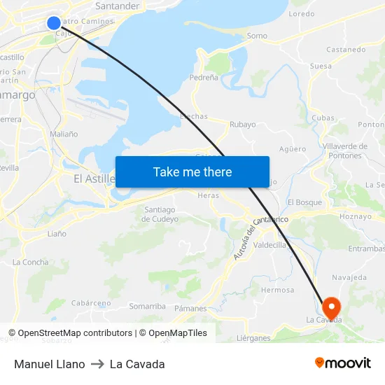 Manuel Llano to La Cavada map