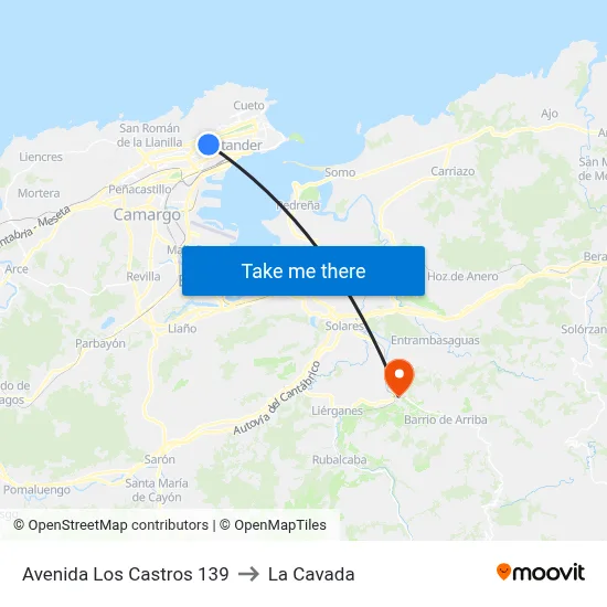 Avenida Los Castros 139 to La Cavada map