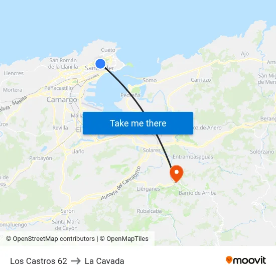 Los Castros 62 to La Cavada map