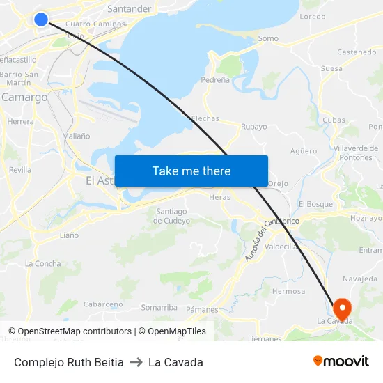 Complejo Ruth Beitia to La Cavada map