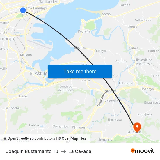 Joaquin Bustamante 10 to La Cavada map