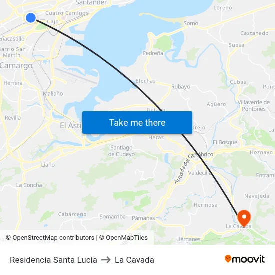Residencia Santa Lucia to La Cavada map
