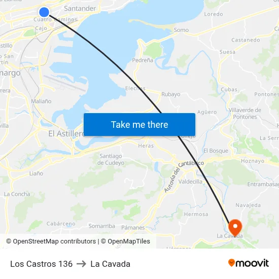Los Castros 136 to La Cavada map
