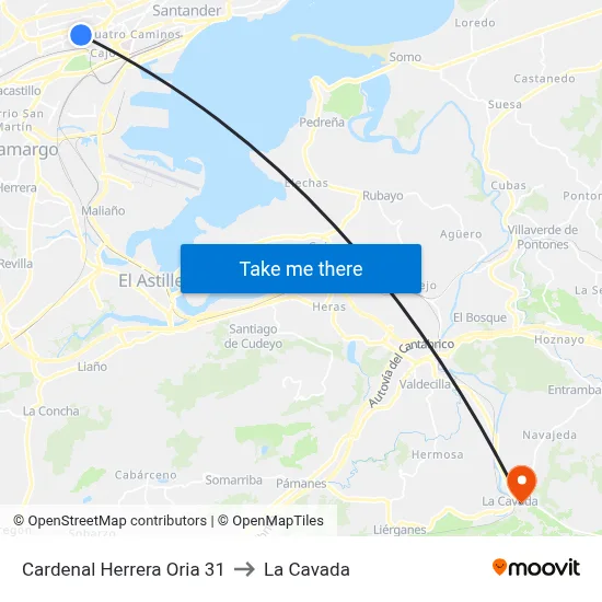 Cardenal Herrera Oria 31 to La Cavada map