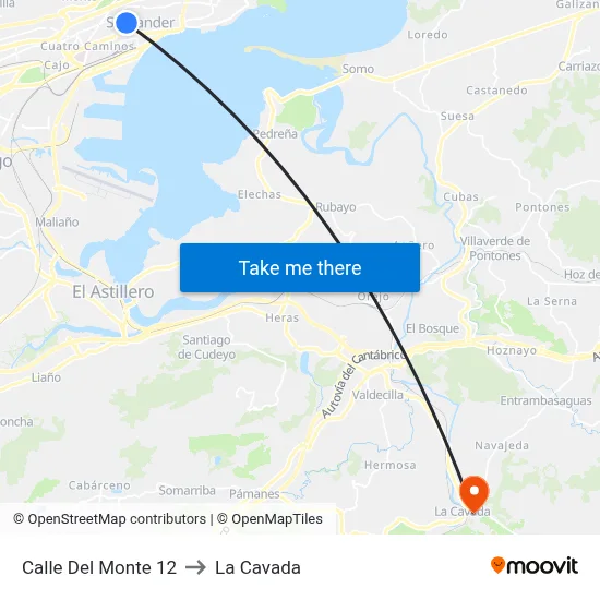 Calle Del Monte 12 to La Cavada map