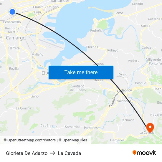 Glorieta De Adarzo to La Cavada map