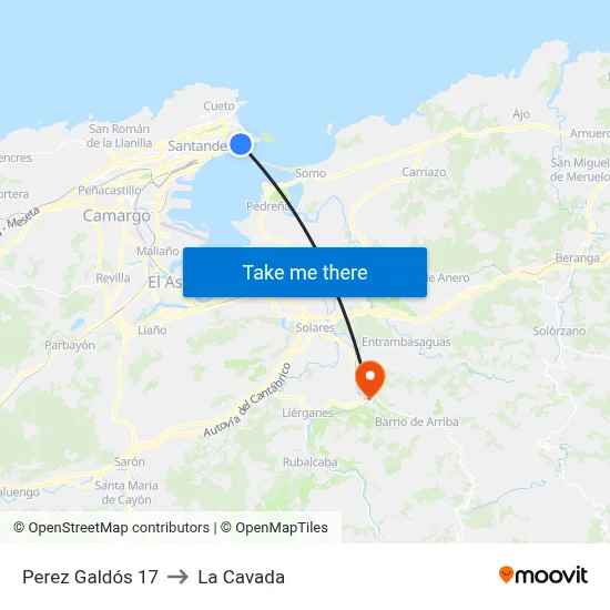 Perez Galdós 17 to La Cavada map