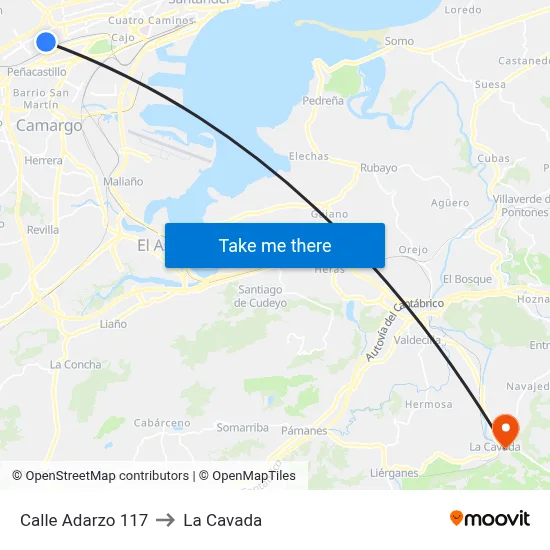 Calle Adarzo 117 to La Cavada map