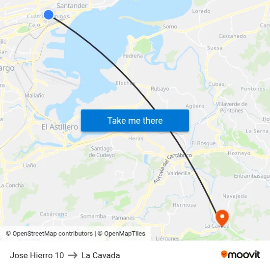 Jose Hierro 10 to La Cavada map