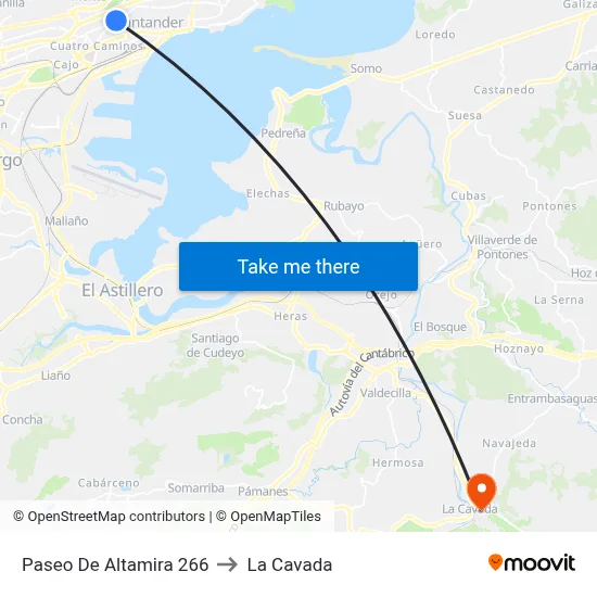 Paseo De Altamira 266 to La Cavada map