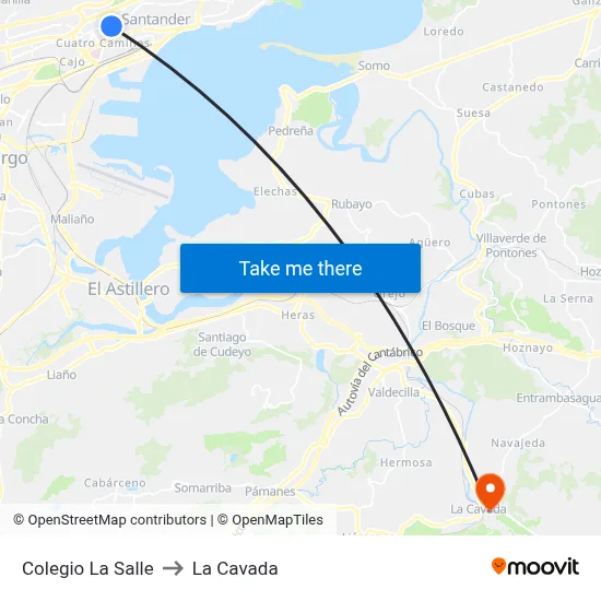 Colegio La Salle to La Cavada map
