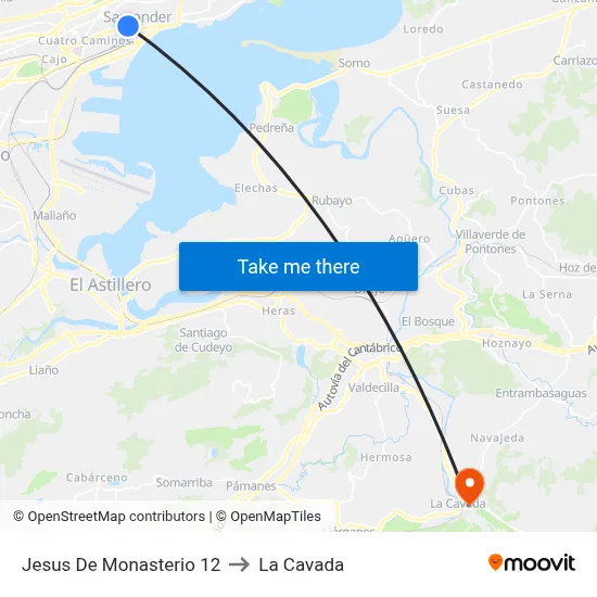 Jesus De Monasterio 12 to La Cavada map